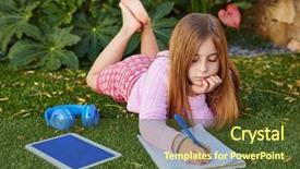  Presentation with homework - Audience pleasing PPT theme consisting of lying on grass turf writting backdrop and a tawny brown colored foreground