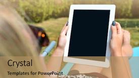  Presentation with organic garden supply store - Slide deck with lying on lounger in garden background and a  colored foreground