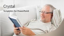  Presentation with old age - Cool new PPT theme with lying on sofa and reading backdrop and a white colored foreground