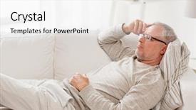  Presentation with exercise n old age - PPT theme with lying on sofa and thinking background and a white colored foreground