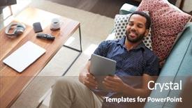  Presentation with view of al aqsa mosque - Colorful slide deck enhanced with lying on sofa at home backdrop and a  colored foreground