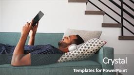  Presentation with ventilation home - Slide deck featuring lying on sofa at home background and a dark gray colored foreground