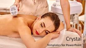  Presentation with beauty salon - Presentation theme having lying on stomach receiving electric background and a coral colored foreground