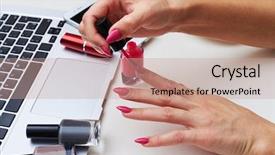  Presentation with shot - Theme featuring lying on the laptop next background and a coral colored foreground