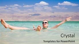  Presentation with sea water - Cool new PPT theme with lying on water dead sea backdrop and a light gray colored foreground