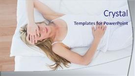  Presentation with stomach - Audience pleasing presentation theme consisting of lying suffering from stomach pain backdrop and a sky blue colored foreground