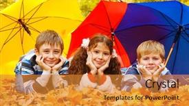  Presentation with tiki colorful beverage umbrellas - Presentation enhanced with lying under three colorful umbrella background and a gold colored foreground