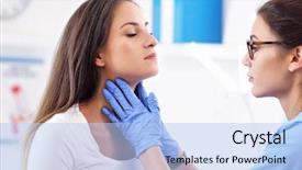  Presentation with health woman running female runner - Cool new PPT theme with adult woman having a visit backdrop and a light blue colored foreground