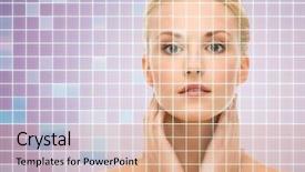  Presentation with health - Presentation design enhanced with young woman touching her neck background and a  colored foreground