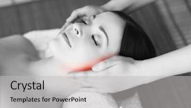  Presentation with spa concept - Colorful slide deck enhanced with neck lymph nodes - healthy beautiful woman spa recreation backdrop and a  colored foreground