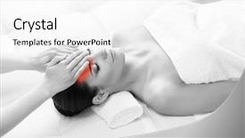  Presentation with spa concept - Beautiful PPT theme featuring neck lymph nodes - healthy beautiful woman spa recreation backdrop and a  colored foreground