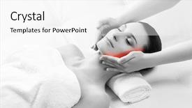  Presentation with spa concept - Presentation design featuring neck lymph nodes - healthy beautiful woman spa recreation background and a  colored foreground