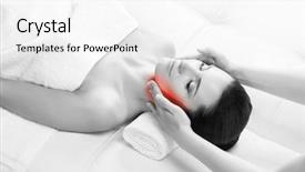  Presentation with spa concept - Audience pleasing presentation design consisting of neck lymph nodes - healthy beautiful woman spa recreation backdrop and a  colored foreground