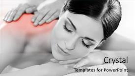  Presentation with spa concept - Colorful slides enhanced with neck lymph nodes - healthy beautiful woman spa recreation backdrop and a  colored foreground