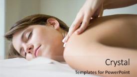  Presentation with spa - Colorful slide set enhanced with lymphatic - beautiful young woman having backdrop and a lemonade colored foreground