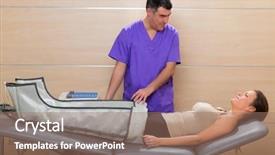  Presentation with moving patient to hospital bed - Slide set featuring lymphatic - doctor checking legs pressotherapy machine background and a  colored foreground