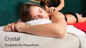  Presentation with lymphatic - Presentation theme having lymphatic - relaxed woman receiving a massage background and a coral colored foreground