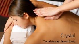  Presentation with spa meditation relaxing - Cool new slides with lymphatic - relaxed woman receiving a massage backdrop and a coral colored foreground