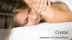  Presentation with lymphatic - Presentation consisting of lymphatic - young woman getting a massage background and a sky blue colored foreground