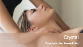  Presentation with lymphatic - Presentation theme consisting of lymphatic - young woman having a massage background and a coral colored foreground