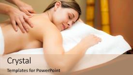  Presentation with spa - Presentation theme enhanced with lymphatic - young woman having a massage background and a coral colored foreground