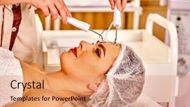  Presentation with anti aging - Slide deck enhanced with lymphatic system - close up of young woman background and a coral colored foreground