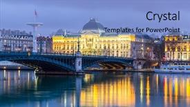  Presentation with university - PPT theme with lyon university bridge along rhone background and a light blue colored foreground