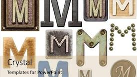  Presentation with a wood basketball court - Slide deck having m - alphabet made of wood metal background and a coral colored foreground