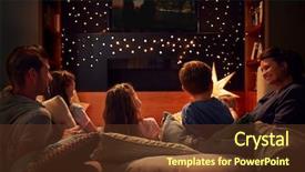  Presentation with movie - Cool new PPT layouts with m - family enjoying movie night backdrop and a tawny brown colored foreground