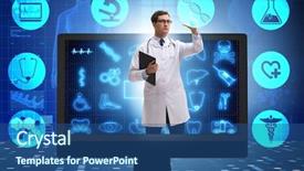  Presentation with telehealth - Presentation theme having m - telehealth concept with doctor doing background and a ocean colored foreground