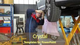  Presentation with auto - Theme featuring m canique - auto mechanic in a workshop background and a tawny brown colored foreground