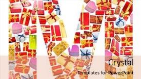  Presentation with alphabet - Beautiful presentation theme featuring m dia - m letter - alphabet made backdrop and a  colored foreground