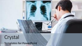  Presentation with dental radiology panoramic x ray - Presentation theme with m e - doctor radiologist looking at x-ray background and a  colored foreground