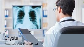  Presentation with radiologist - Beautiful slide deck featuring m e - doctor radiologist looking at x-ray backdrop and a light blue colored foreground