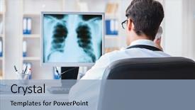  Presentation with dental radiology panoramic x ray - Cool new PPT layouts with m e - doctor radiologist looking at x-ray backdrop and a  colored foreground