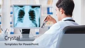  Presentation with dental radiology panoramic x ray - Slide set featuring m e - doctor radiologist looking at x-ray background and a light blue colored foreground
