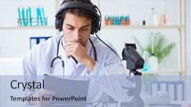  Presentation with nurse a male patient - Beautiful theme featuring m e - male doctor listening to patient backdrop and a  colored foreground