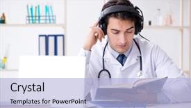  Presentation with nurse a male patient - Cool new presentation design with m e - male doctor listening to patient backdrop and a  colored foreground