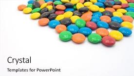  Presentation with candy - Beautiful presentation theme featuring m m chocolate - color candy backdrop and a white colored foreground