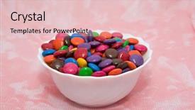  Presentation with smarties - Colorful PPT theme enhanced with m m s candy - bowl of smarties on pink backdrop and a lemonade colored foreground