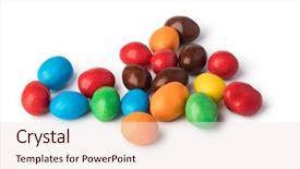  Presentation with white chocolate - PPT theme having m m s candy - colorful chocolate buttons background and a sky blue colored foreground