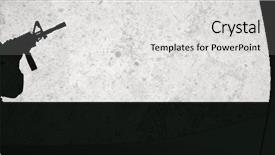  Presentation with military - Presentation having m16 - grey background against military carrying background and a light gray colored foreground