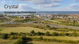  Presentation with aerial - PPT theme consisting of m4 motorway junction 11 aerial background and a light blue colored foreground