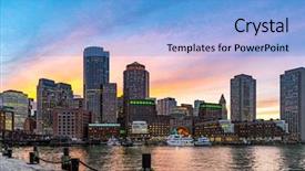  Presentation with boston - Amazing PPT theme having ma - boston downtown skylines building cityscape backdrop and a light blue colored foreground