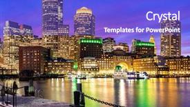  Presentation with boston - PPT theme with ma - boston downtown skylines building cityscape background and a cobalt blue colored foreground