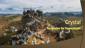  Presentation with temple - Colorful slides enhanced with ma - main ma ye thakinma taung backdrop and a tawny brown colored foreground