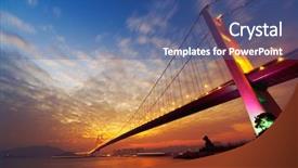  Presentation with hong kong - PPT layouts with ma - night scene of tsing ma background and a ocean colored foreground