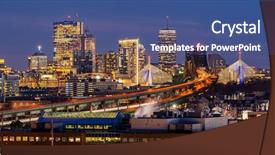  Presentation with boston - PPT theme featuring ma - panoramic of boston cityscape background and a ocean colored foreground