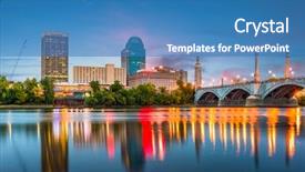  Presentation with skyline - Beautiful presentation featuring ma - springfield massachussetts usa downtown skyline backdrop and a teal colored foreground