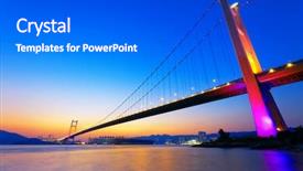  Presentation with free bridge - Presentation consisting of ma - sunset at tsing ma bridge background and a gray colored foreground